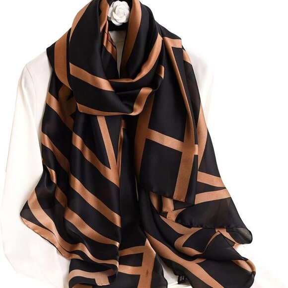 Fashion Scarves Scarf 100% Silk Feeling Scarf Silk Like Scarves Long Lightweight - Picture 1 of 6